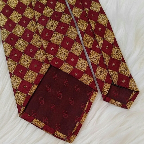 Vintage Valentino Red Gold Silk Tie 57" - Picture 3 of 5